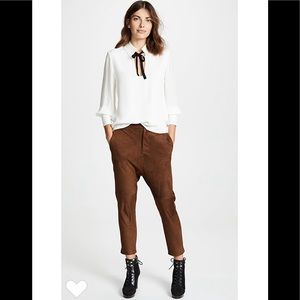 Nili Lotan Suede Paris Pants in Cognac colour